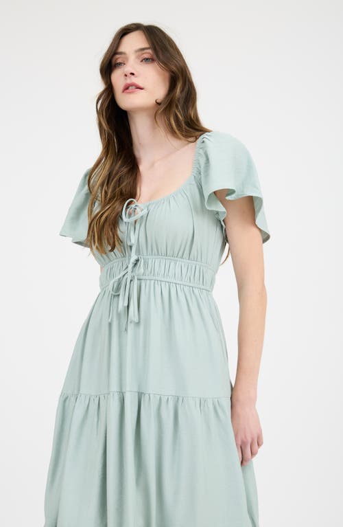 August Sky Flutter Sleeve Tiered Maxi Dress