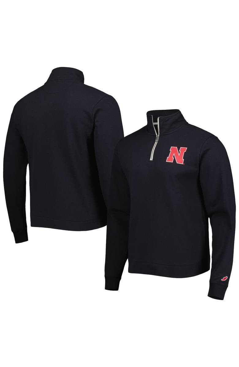 LEAGUE COLLEGIATE WEAR Men's League Collegiate Wear Black Nebraska Huskers Stack Essential Lightweight Fleece Quarter-Zip Sweatshirt, Main, color, 