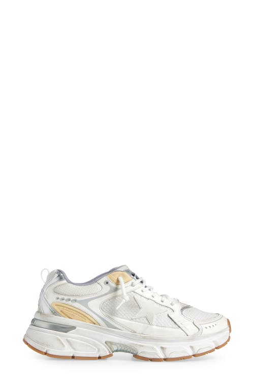 Golden Goose Lightstar White Low Top Sneakers With Logo Patch On The Tongue And Logo Lettering On The Heel In Lea In White/gold