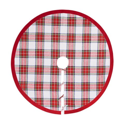 Linen Tree Skirt - Plaid Linen Christmas Tree Skirt