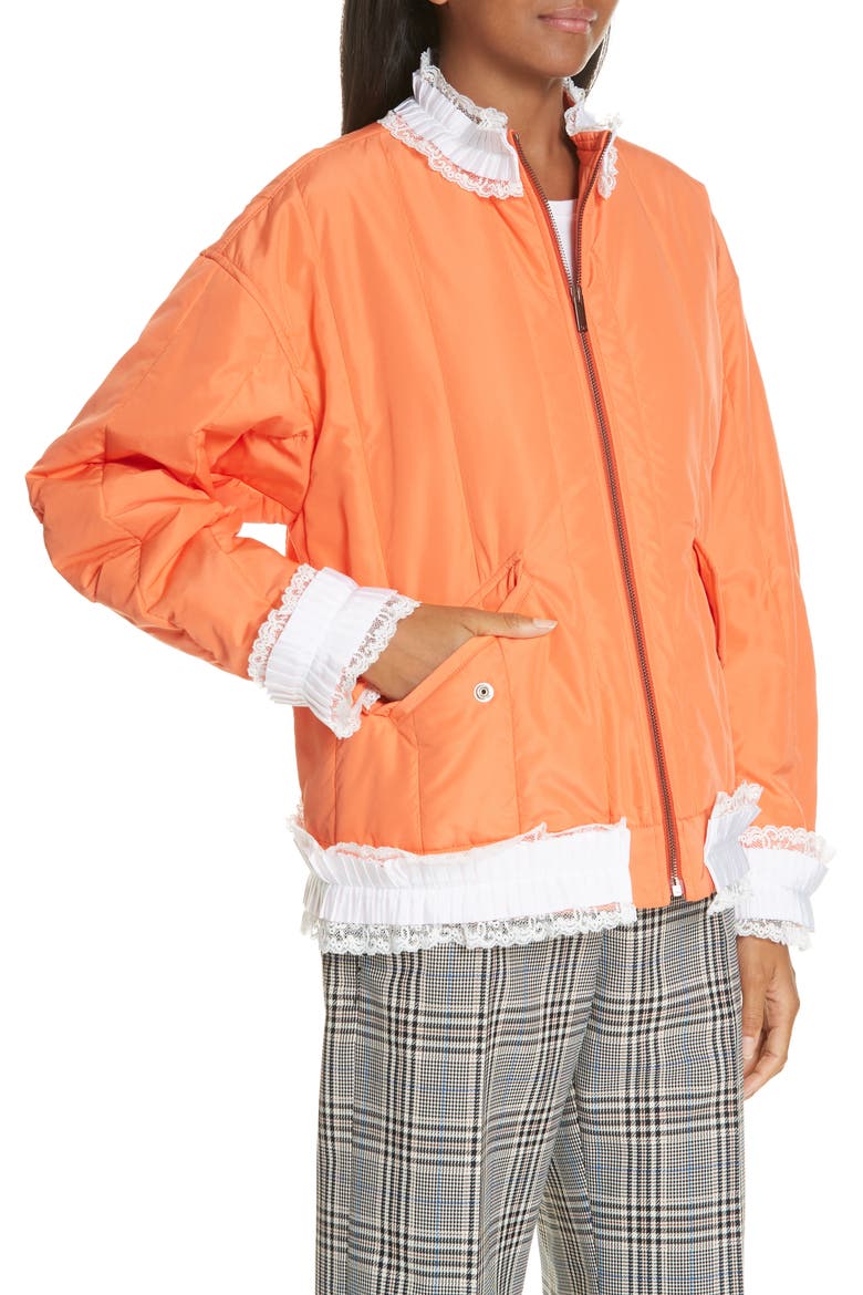 Lace Trim Track Jacket, Alternate, color, ORANGE