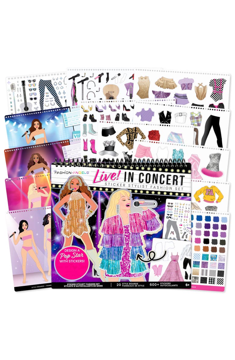 Fashion Angels Sticker Stylist Fashion Set, Live in Concert, DIY Craft Kit, Main, color, Multicolored