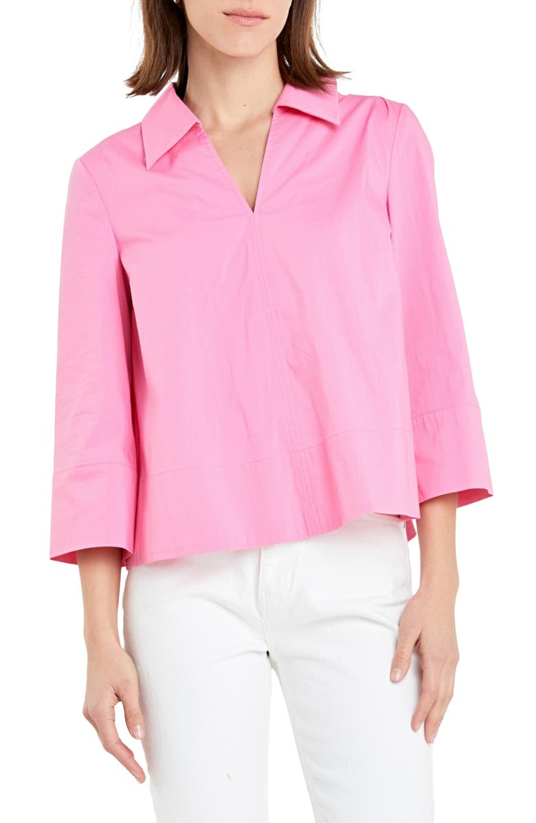 English Factory Johnny Collar A-Line Shirt, Main, color, Pink
