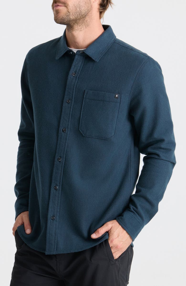 Roark Crossroads Organic Cotton Button-Up Shirt, Alternate, color, Deep Navy Harringbone