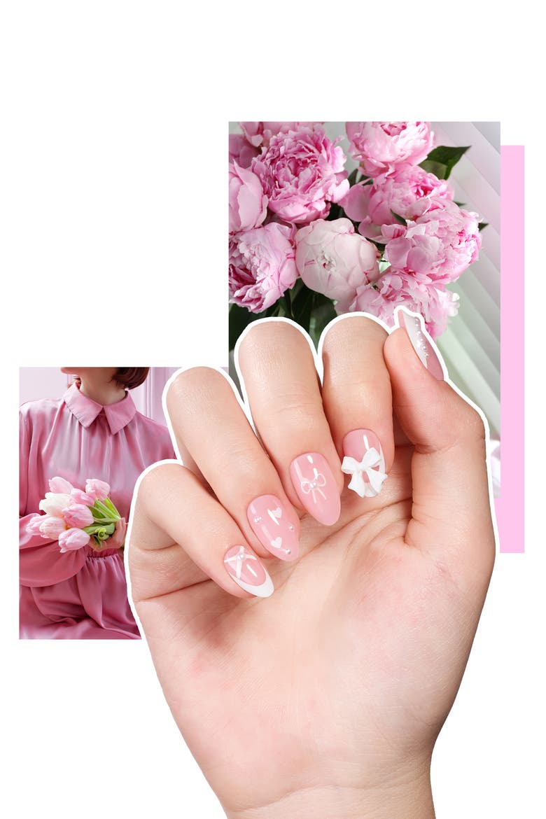 French Tip Gel Press On Nail Starter Kit Short Almond, Alternate, color, None