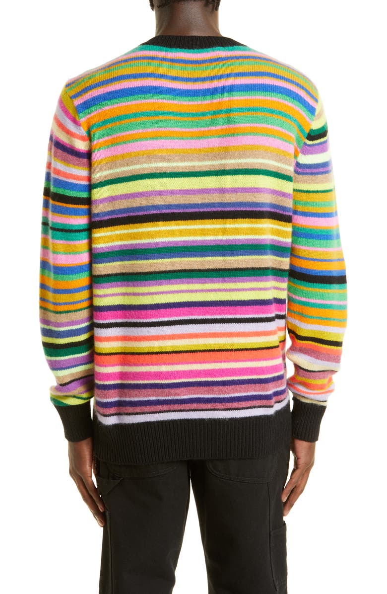 The Elder Statesman Ultra Stripe Crewneck Cashmere Sweater, Alternate, color,