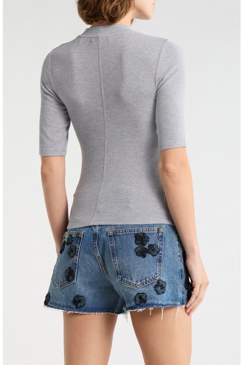 The Heathered Ribbed Crewneck Crop T-Shirt, Alternate, color, HEATHER GREY