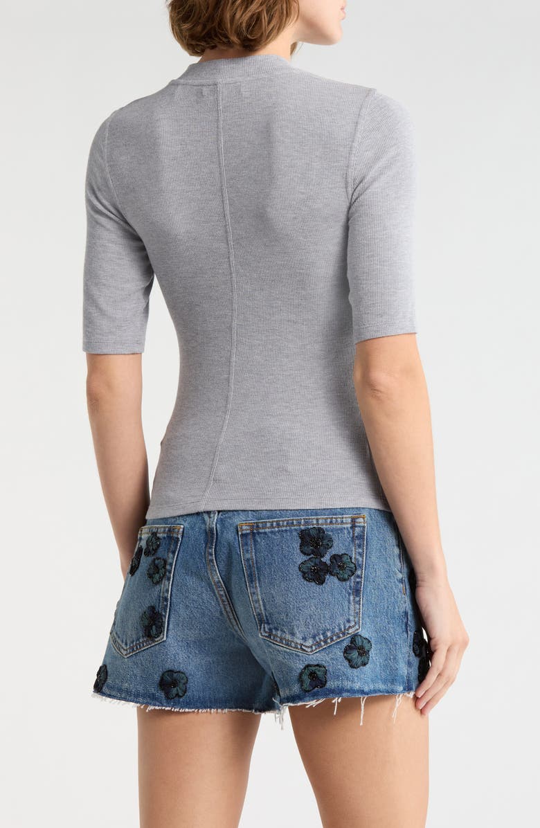 FRAME The Heathered Ribbed Crewneck Crop T-Shirt, Alternate, color, Heather Grey