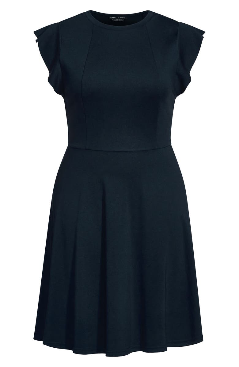 City Chic Frill Sleeve Dress, Alternate, color, Navy
