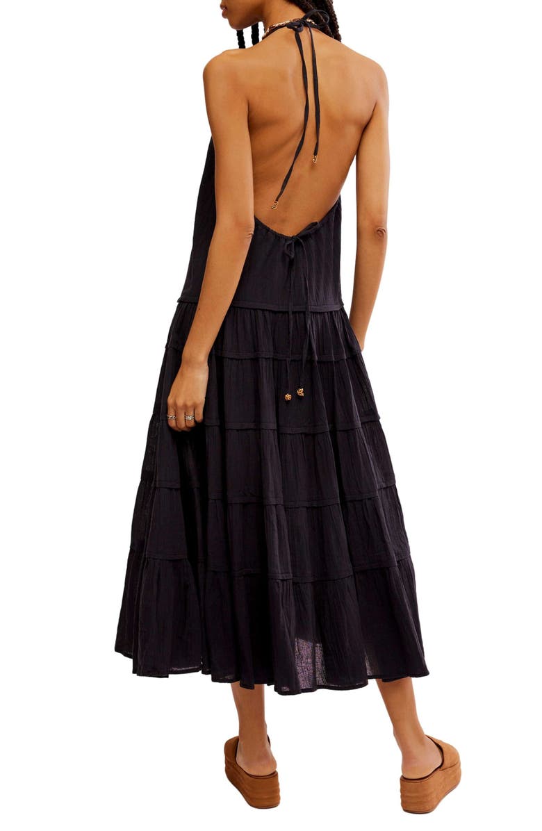 Free People Somewhere Sunny Halter Midi Dress, Alternate, color, Black