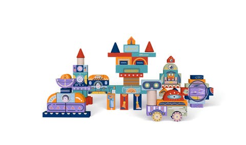 Universe Creative Blocks, Colorful Wooden Building Blocks