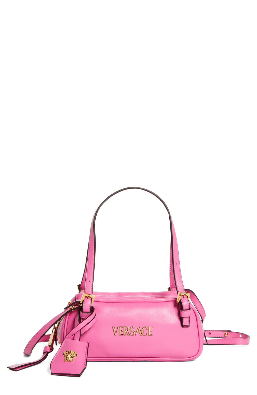 Mini Logo East/West Leather Shoulder Bag, color, DRAGON FRUIT GOLD
