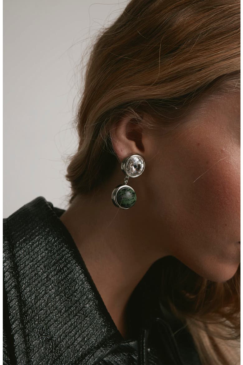 Clare Crystal & Turquoise Drop Earrings, Alternate, color, TURQUOISE/ RHODIUM