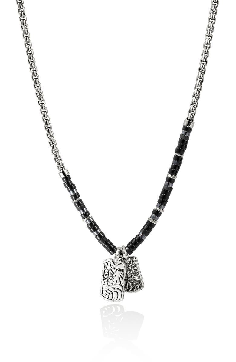 John Hardy Heishi Tag Necklace Sterling Silver, Main, color, Silver