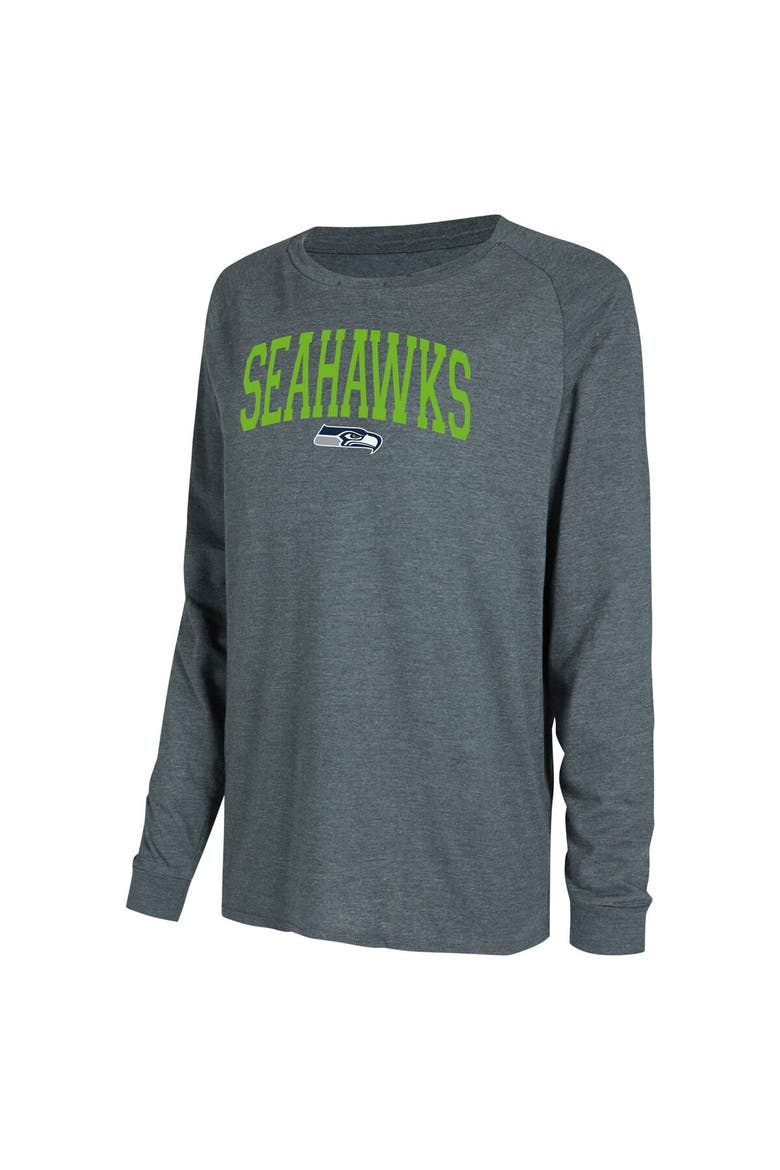 Women's Concepts Sport Navy/Charcoal Seattle Seahawks Raglan Long Sleeve T-Shirt & Shorts Lounge Set, Alternate, color, Navy
