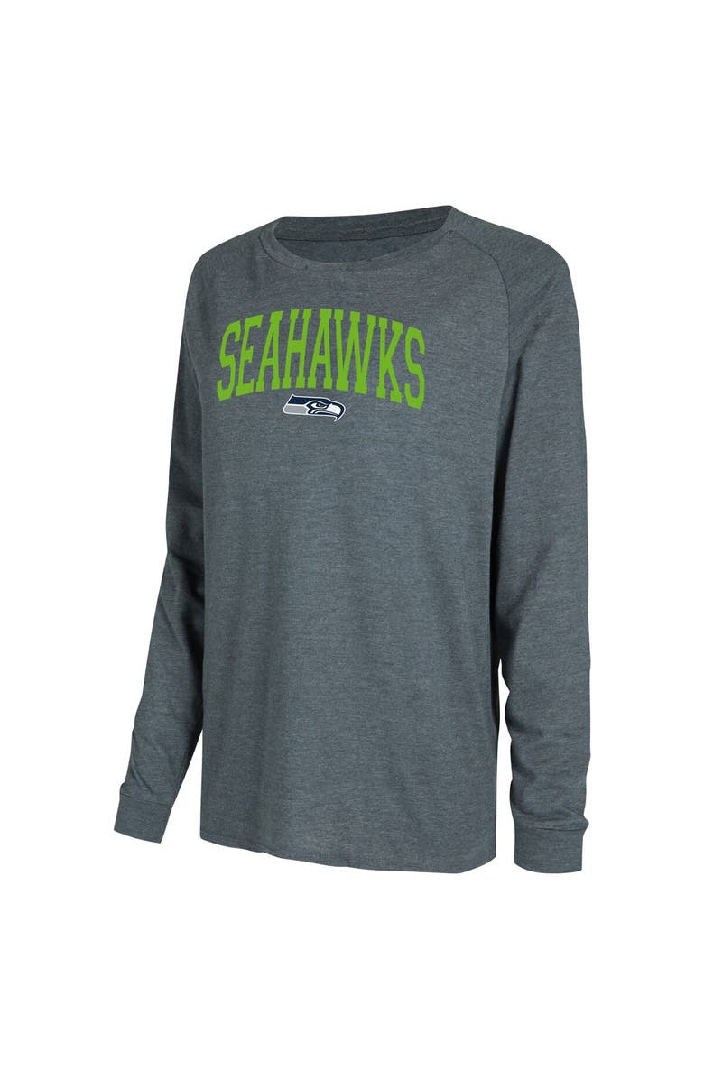 CONCEPTS SPORT Women's Concepts Sport Navy/Charcoal Seattle Seahawks Raglan Long Sleeve T-Shirt & Shorts Lounge Set, Alternate, color, Navy