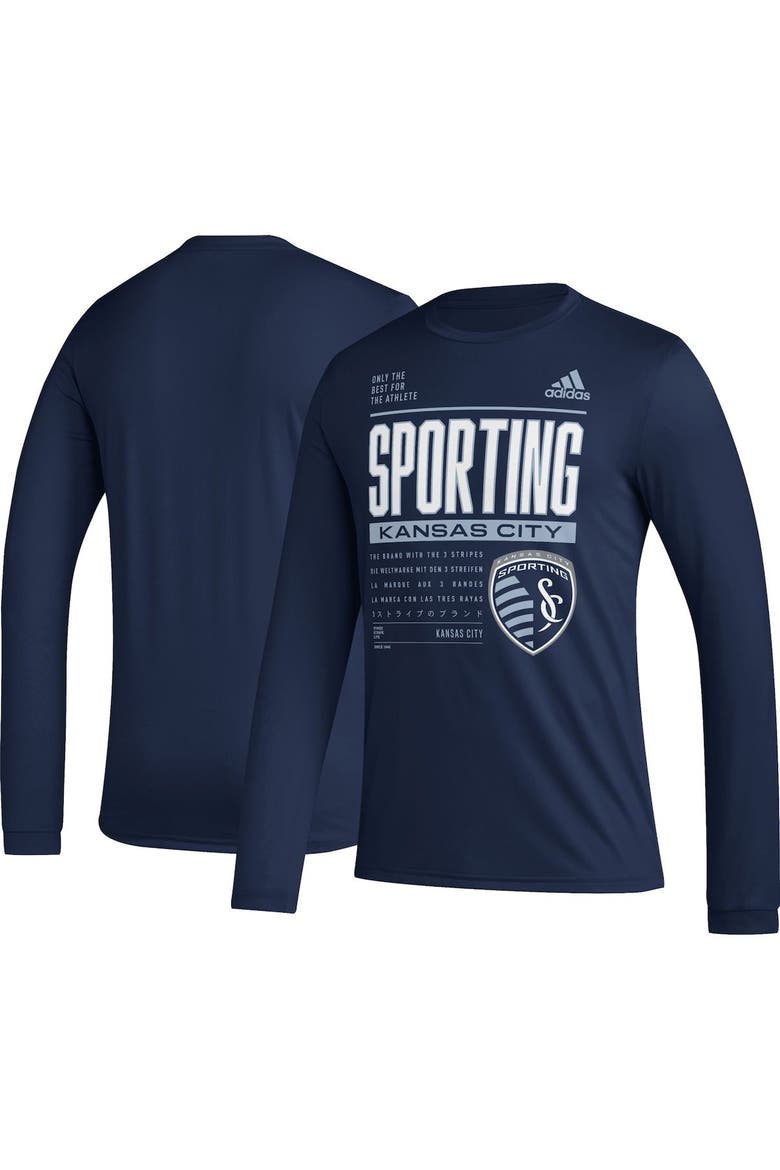 Men's adidas Navy Sporting Kansas City 2023 Club DNA Long Sleeve AEROREADY T-Shirt, Alternate, color, Navy