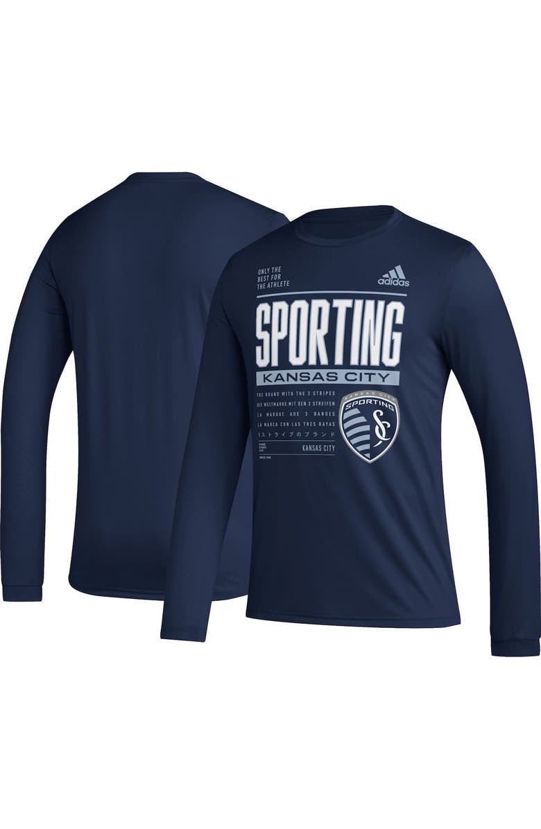 adidas Men's adidas Navy Sporting Kansas City 2023 Club DNA Long Sleeve AEROREADY T-Shirt, Alternate, color, Navy