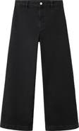 MANGO Catherin Frayed High Waist Wide Leg Culotte Jeans