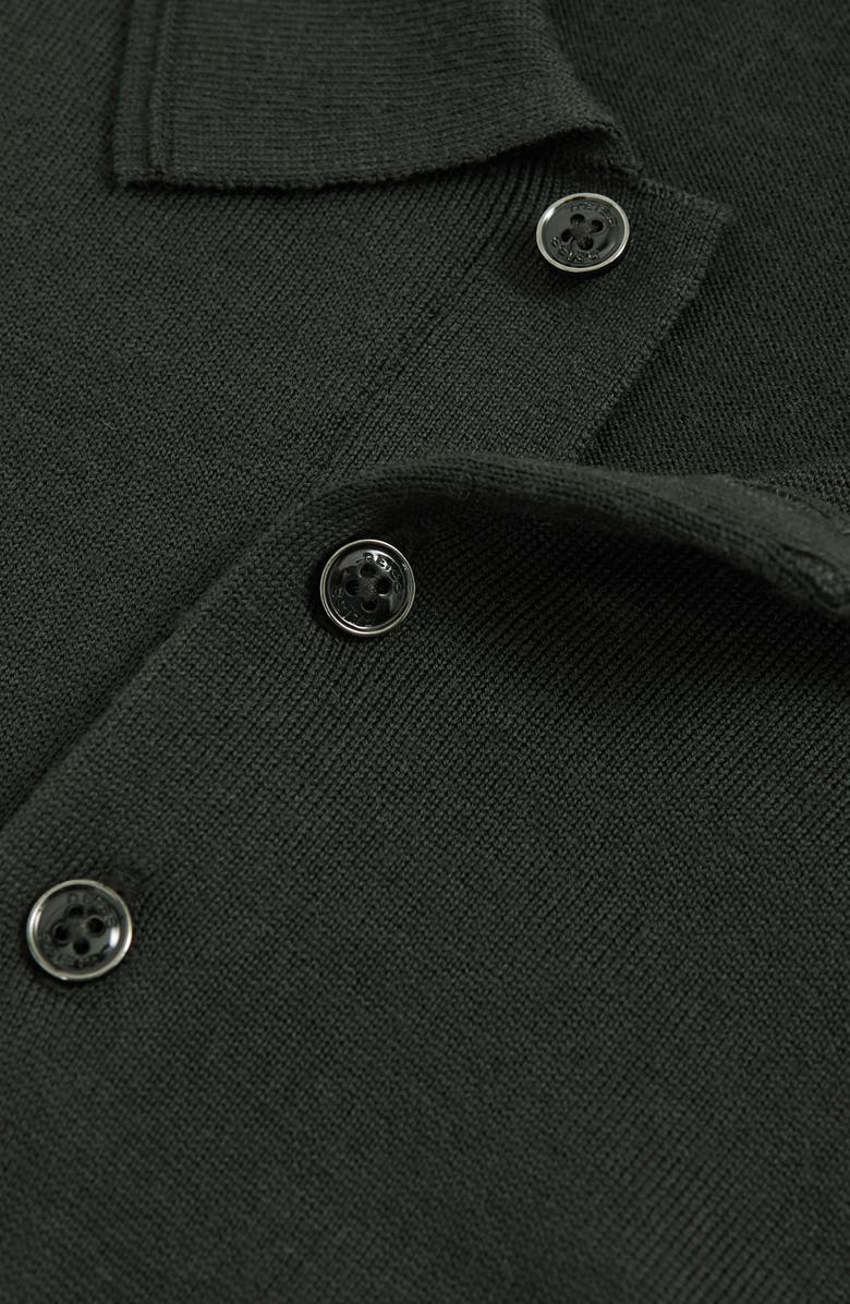 Reiss Trafford Long Sleeve Merino Wool Polo Sweater, Alternate, color, Dark Military