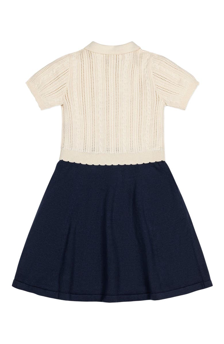 Hope & Henry Baby Girls' Organic French Schoolgirl Sweater Dress, Infant, Alternate, color, Ivory Cable Navy Colorblock