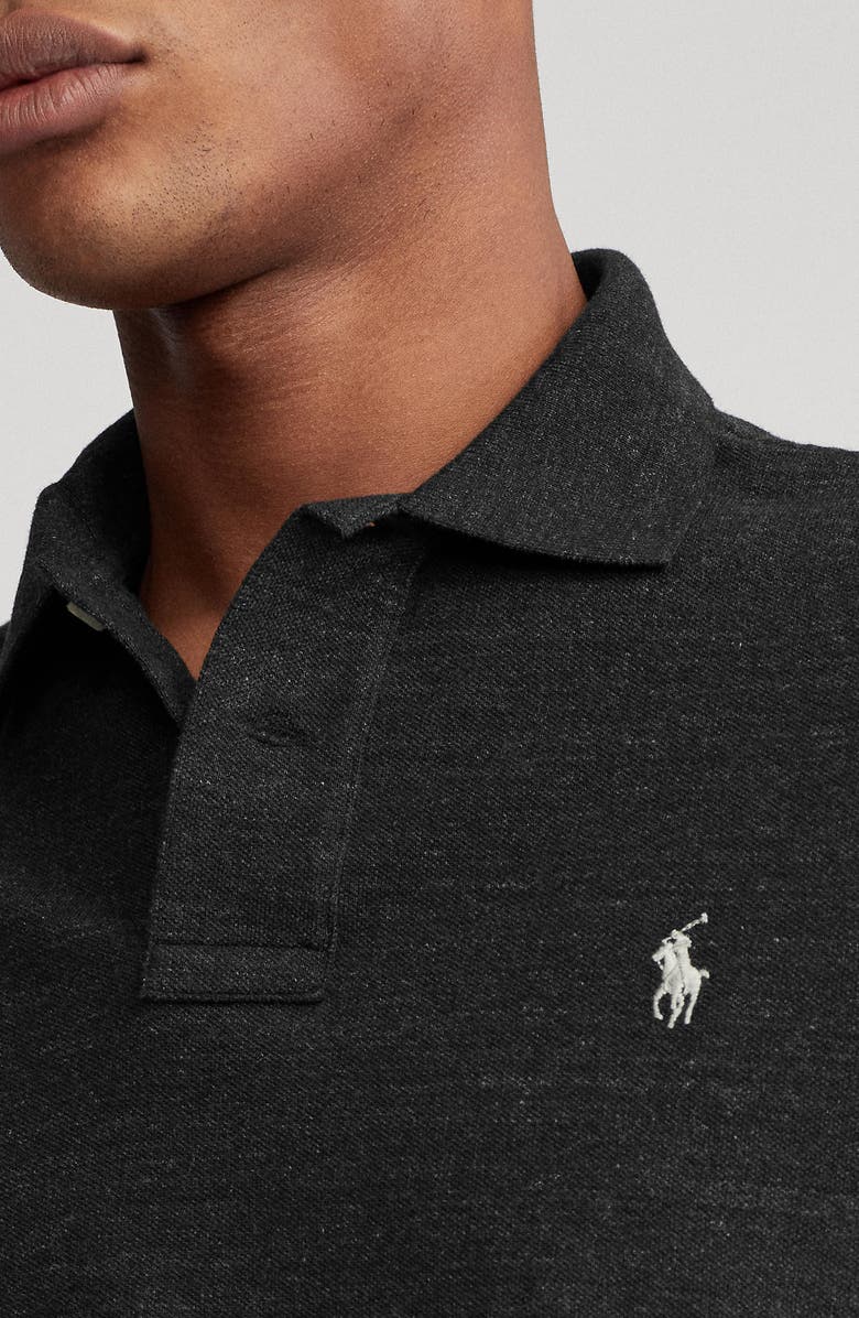 Polo Ralph Lauren The Iconic Mesh Polo Shirt, Alternate, color, Black Marl Heather