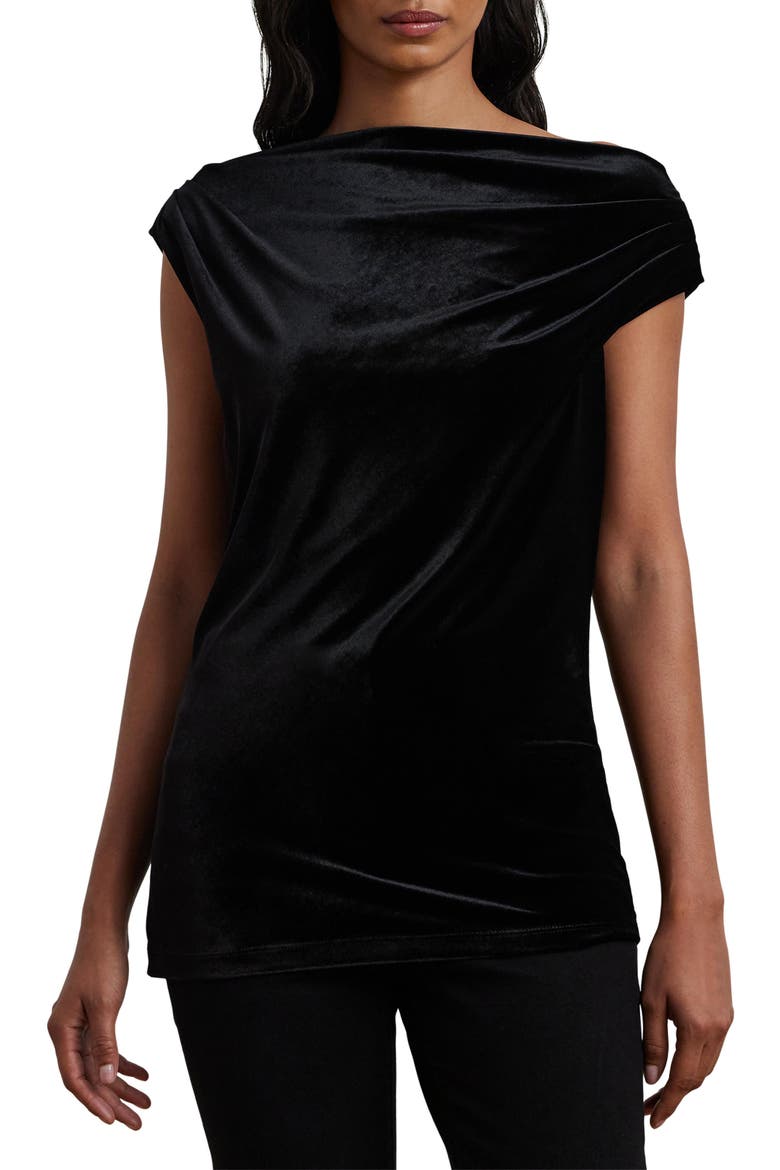 Stretch Velvet Top, Main, color, BLACK VELVET