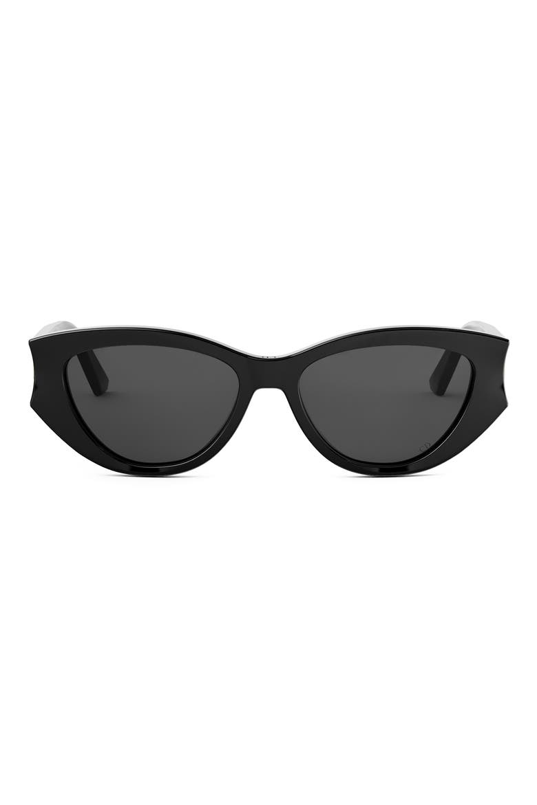 'DiorGlow B1I 53mm Cat Eye Sunglasses, Main, color, SHINY BLACK / SMOKE