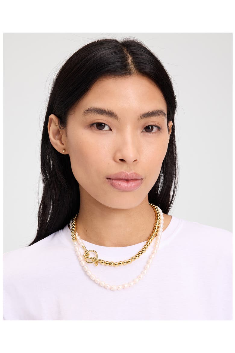 freshwater pearl toggle necklace, Alternate, color, CREAM/ GOLD.