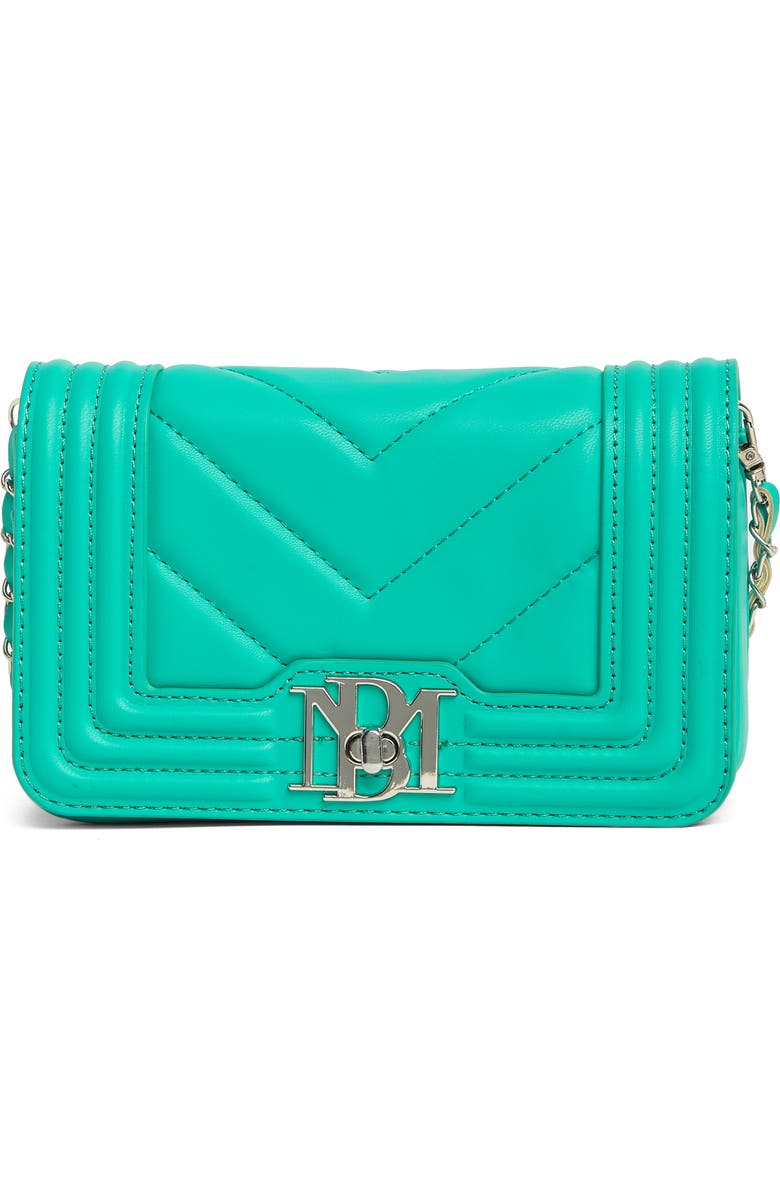 Badgley Mischka Collection Small Chevron Quilted Crossbody Bag, Main, color, Green