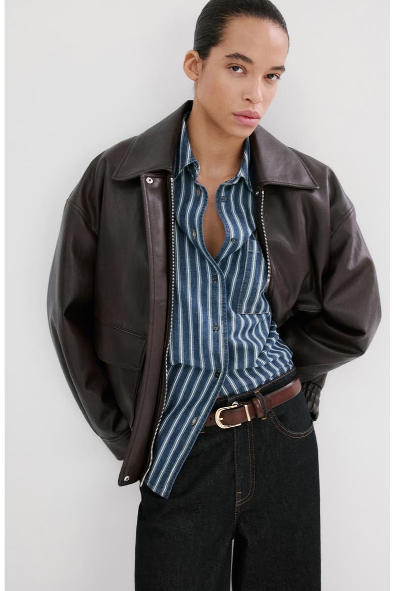 Stripe Oversize Denim Shirt, Alternate, color, BLUE