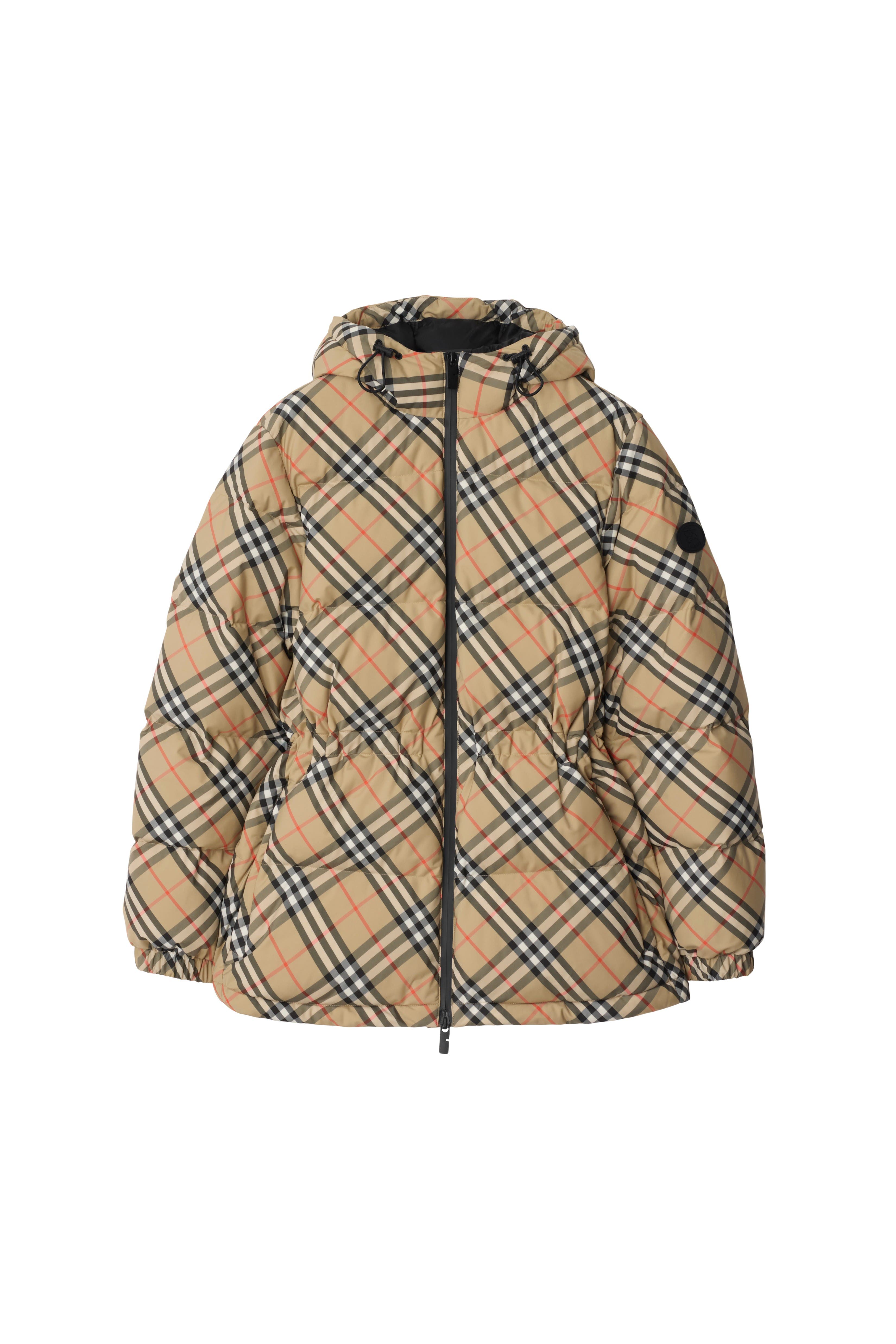 Check Nylon Hooded Puffer Jacket - image 2