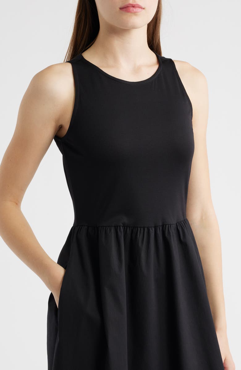 Anne Klein Mixed Media Sleeveless Cotton Midi Dress, Alternate, color, 