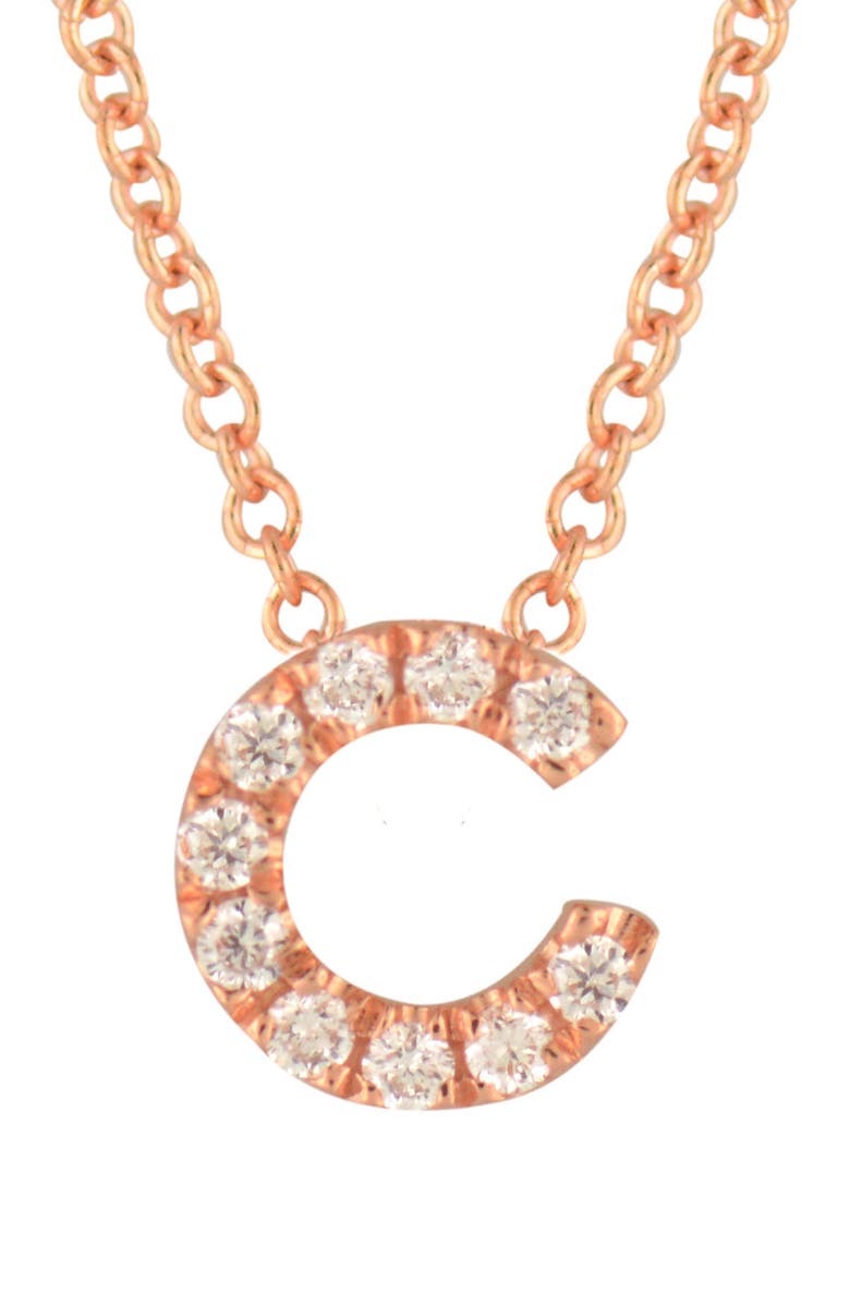 Bony Levy Diamond Pavé Initial Pendant Necklace, Alternate, color, 18K Rose Gold - C