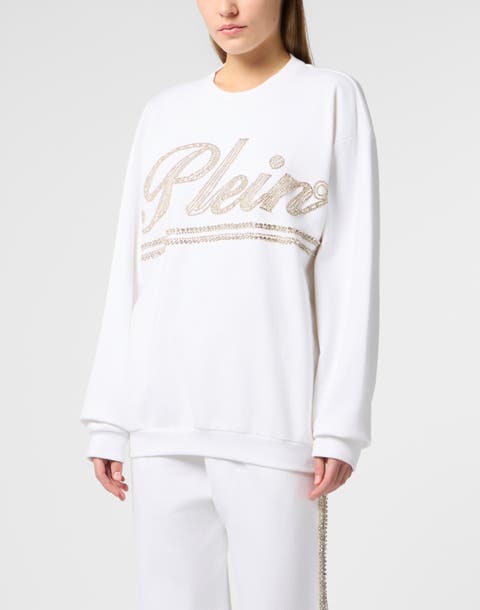 Washed Open Back Sweatshirt Strass Signature Women
