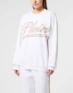 PHILIPP PLEIN Washed Open Back Sweatshirt Strass Signature Women