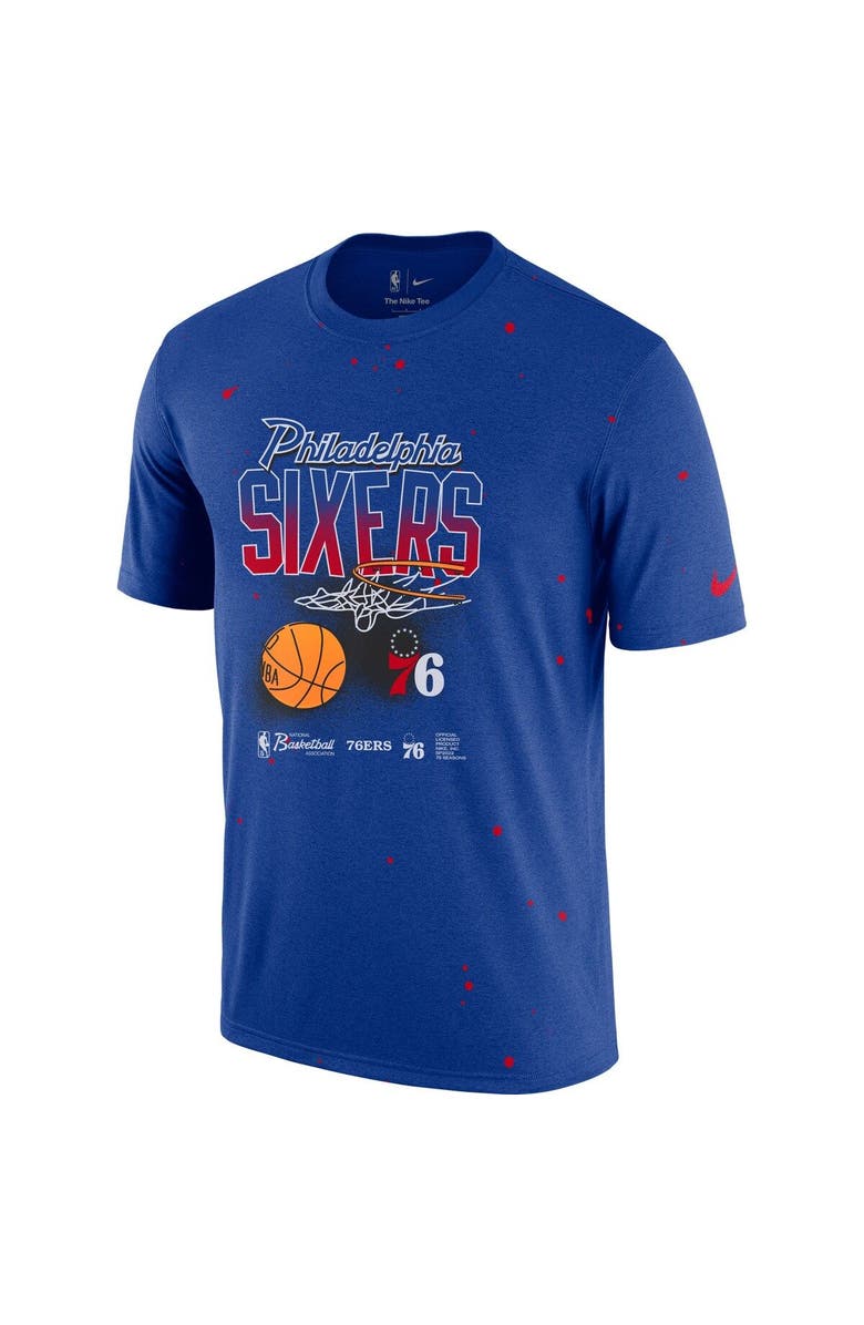 Nike Men's Nike Royal Philadelphia 76ers Courtside Splatter T-Shirt, Alternate, color, Royal