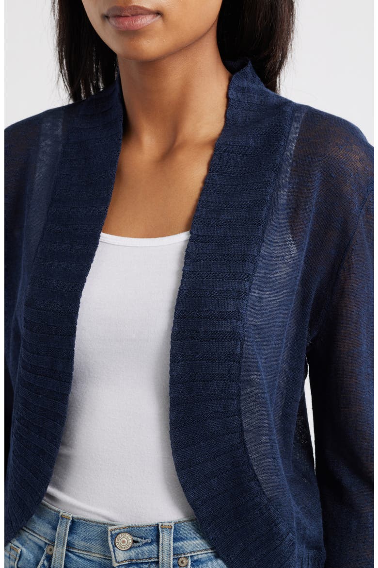Linen Blend Bolero Cardigan, Alternate, color, DARK INDIGO
