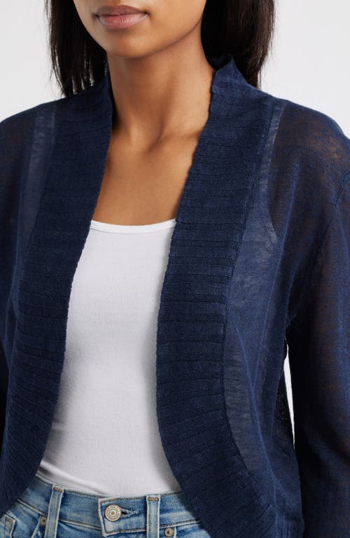 Nic + Zoe Nic+zoe Linen Blend Bolero Cardigan In Blue