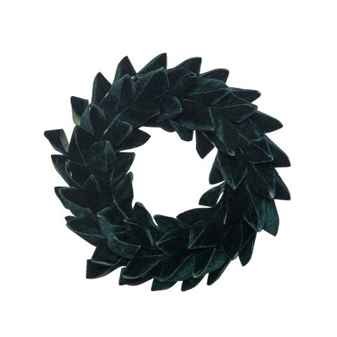 Velvet Emerald Green Wreath 14"