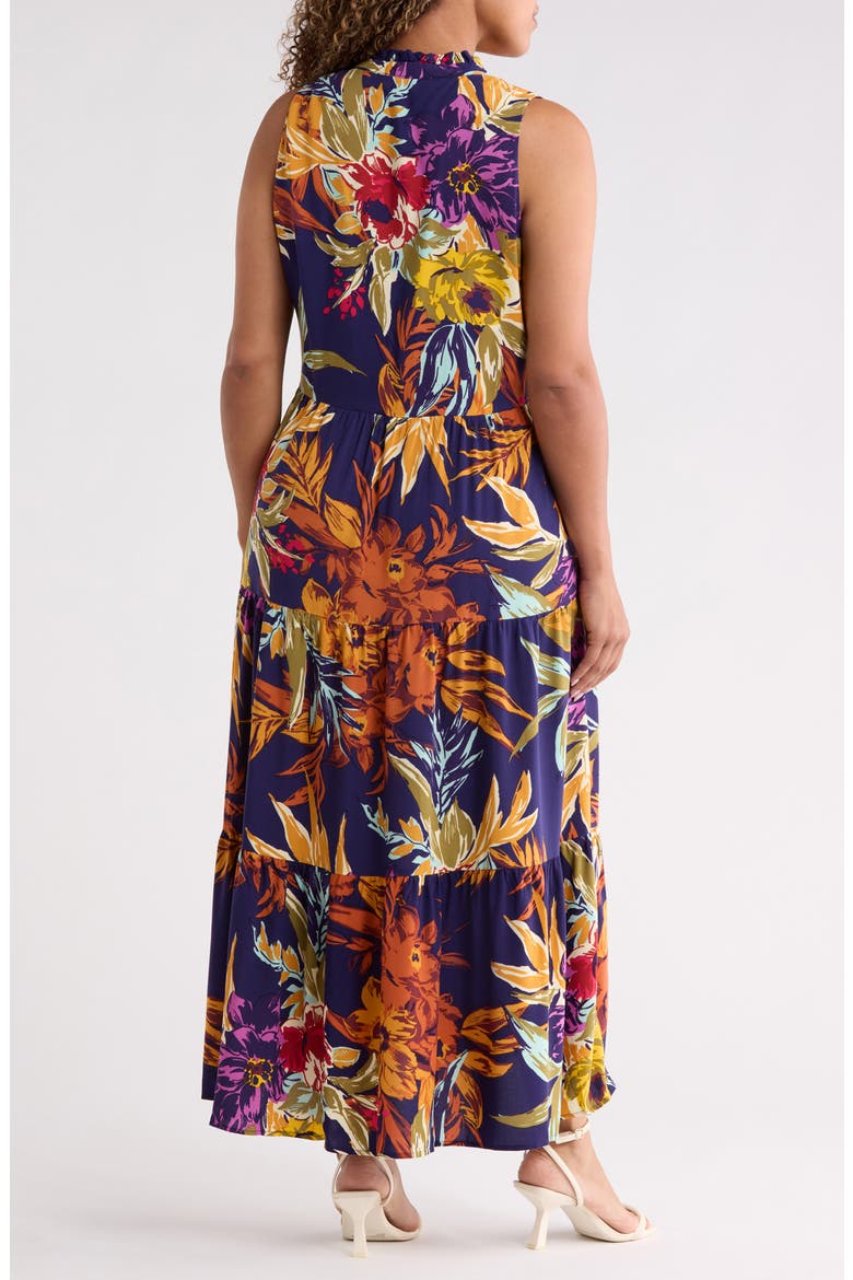 Print Sleeveless Tiered Maxi Dress, Alternate, color, CLASSIC NAVY