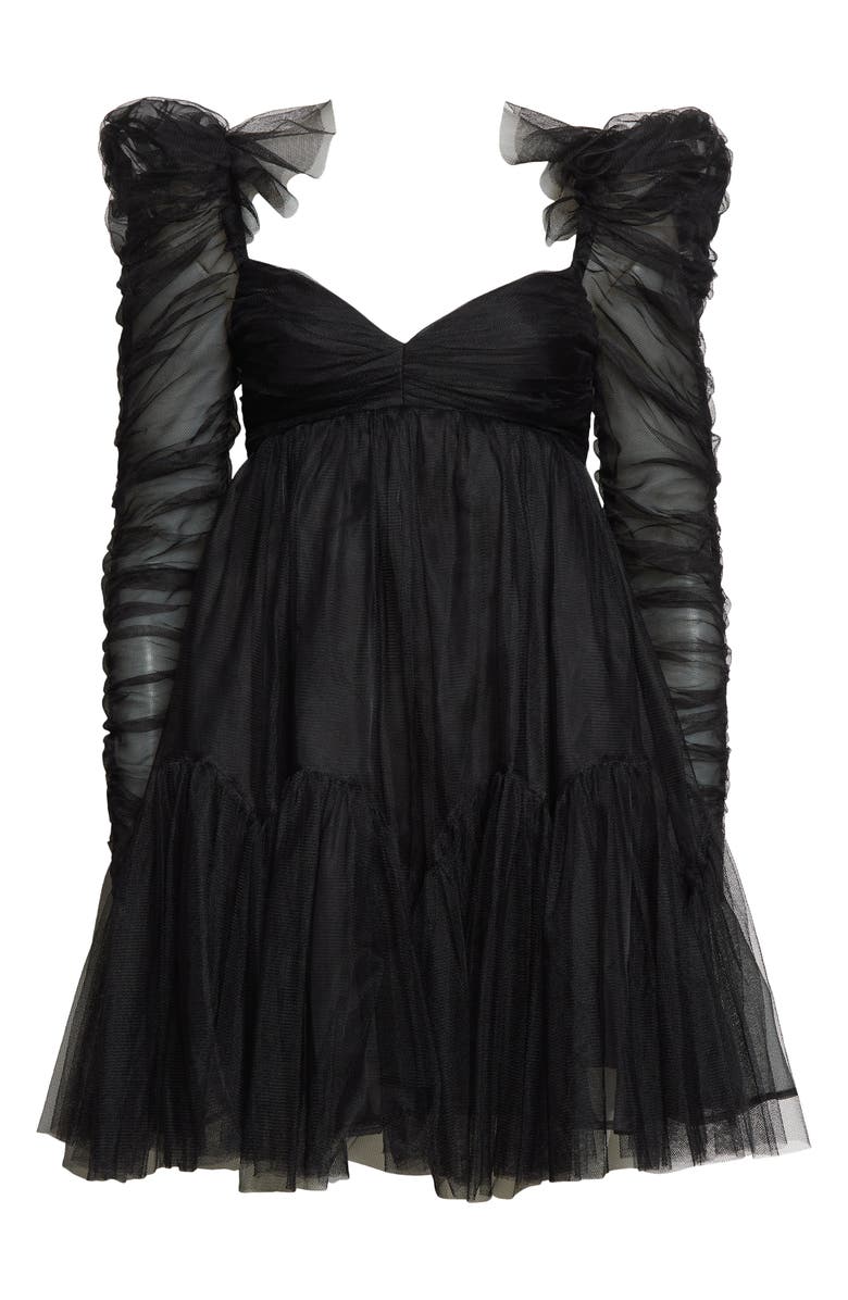 Zimmermann Long Sleeve Ruched Tulle Babydoll Minidress, Alternate, color, 