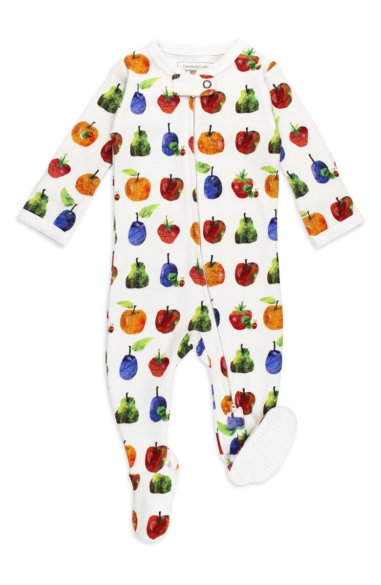 L'ovedbaby x 'The Very Hungry Caterpillar<sup>™</sup>' Fitted One-Piece Organic Cotton Footie Pajamas, Main, color, Fruit