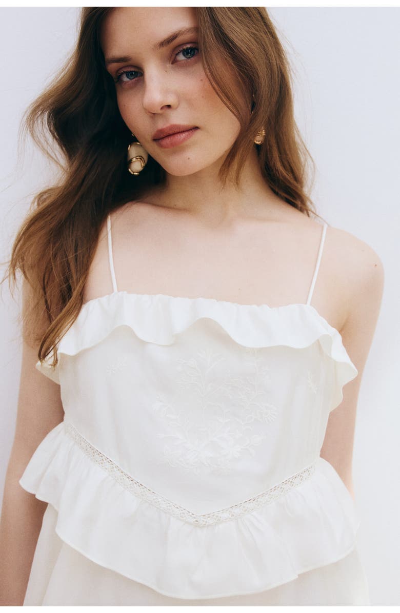 H&M Ruffle-trimmed strappy dress, Alternate, color, 