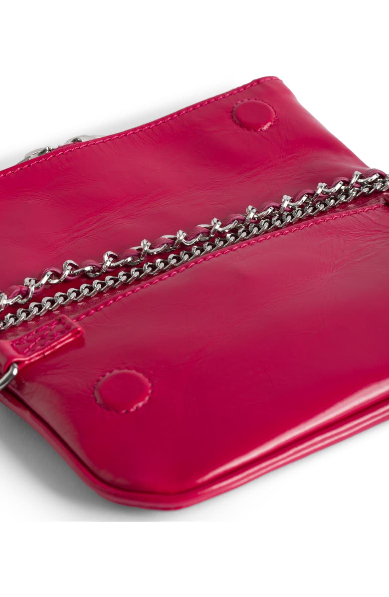 Zadig & Voltaire Rock Nano Patent Leather Clutch, Alternate, color, Podium