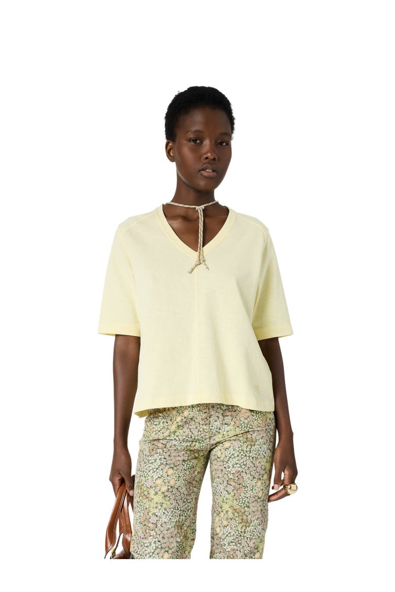Marisa V-Neck Short Sleeve T-Shirt, Main, color, Yellow