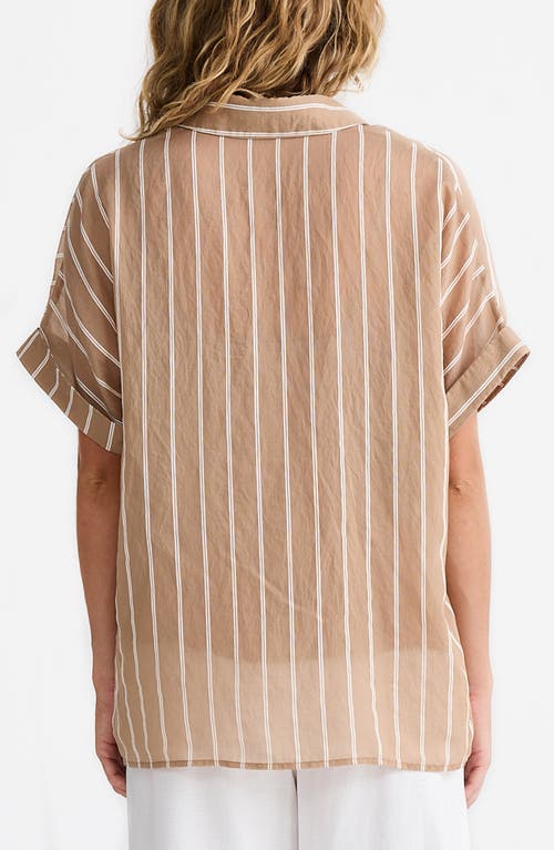 Brave + True Brave+true Alice Oversize Stripe Shirt In Latte Stripe