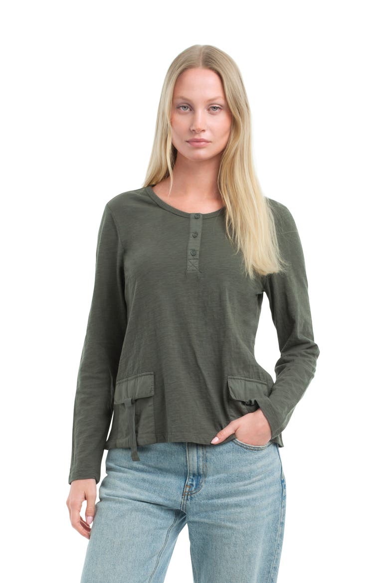U-Neck Button Placket Tee, Alternate, color, Kambaba