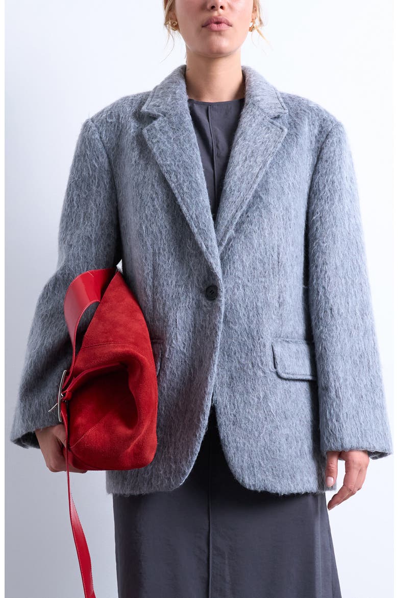 One-Button Blazer Coat, Main, color, GREY