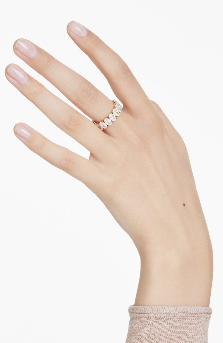 Swarovski Matrix Oval Cut Crystal Eternity Ring, Alternate, color, Gold/ White